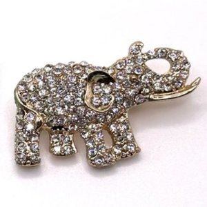 Rhinestone Elephant Brooch